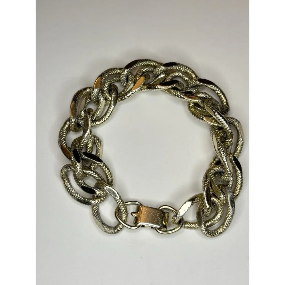 Lisner Silver Gold Tone Double Link Chain Bracelet 6 in  Modernist Vintage